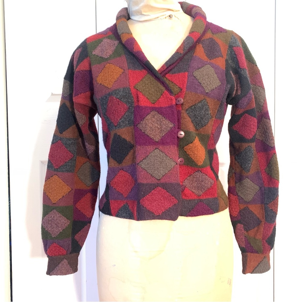 Millma Alpaca Colorful Geometric Patterned Cardigan Small